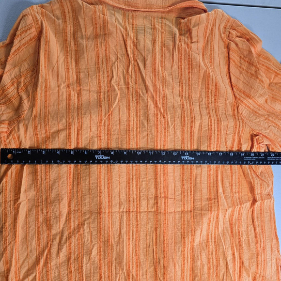 CJ Banks Blouse Women's 1X Orange Striped Button Down 3/4 Sleeve Collar NWT - Picture 9 of 16